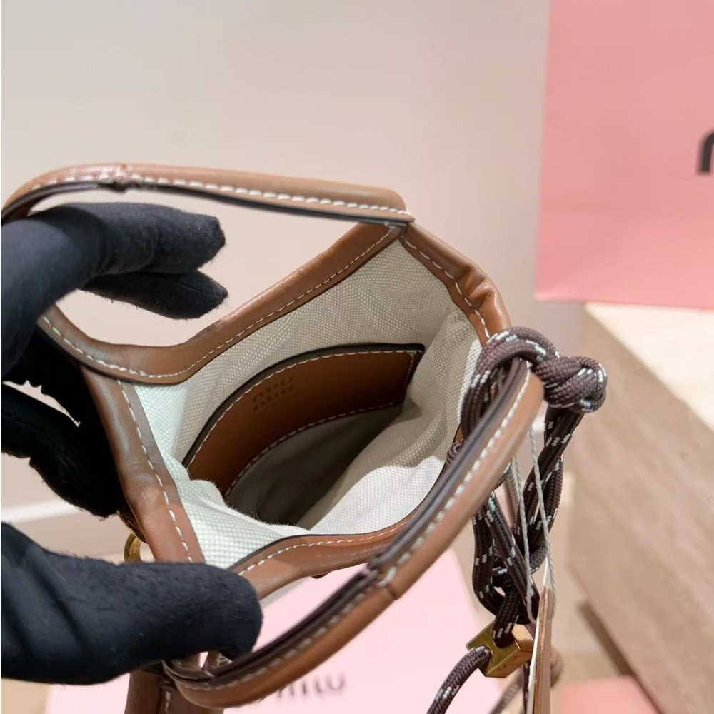 Miu Miu Beau Canvas Phone Bag Lvy Mini Crossbody Bag with Braided Strap - Picture 9 of 9